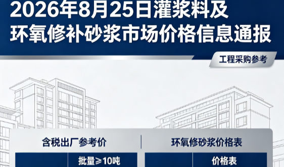 巴马2026年8月25日灌浆料及环氧修补砂浆市场价格信息通报